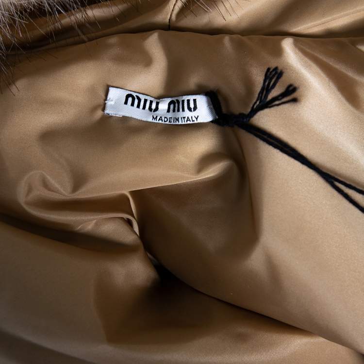 Pre Owned Miu Miu Beige Fur Oversized Aspen Jacket S
