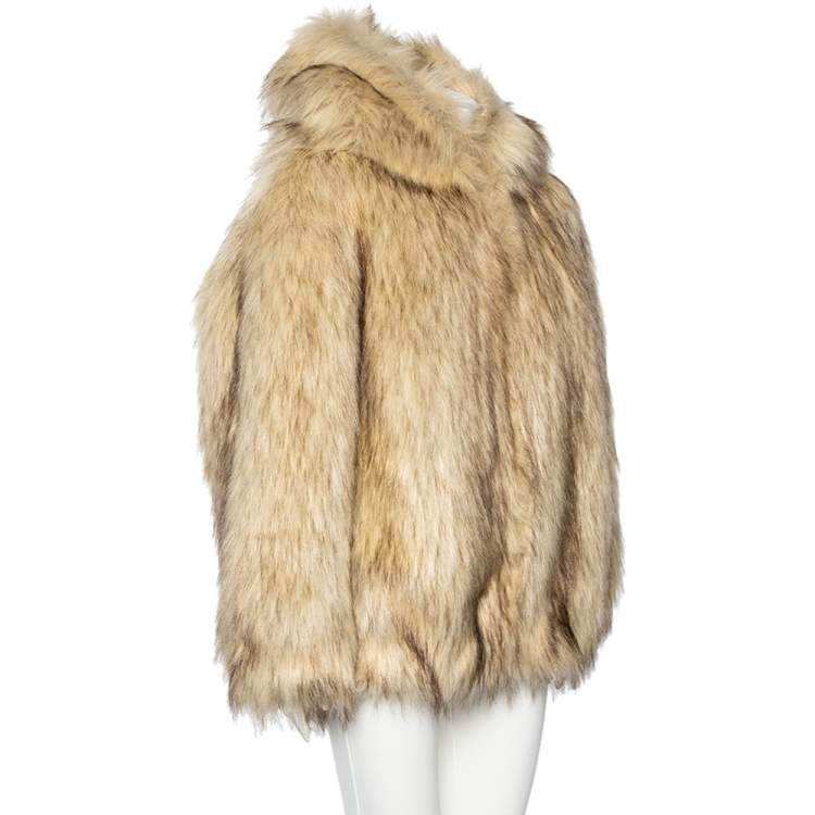 Pre Owned Miu Miu Beige Fur Oversized Aspen Jacket S