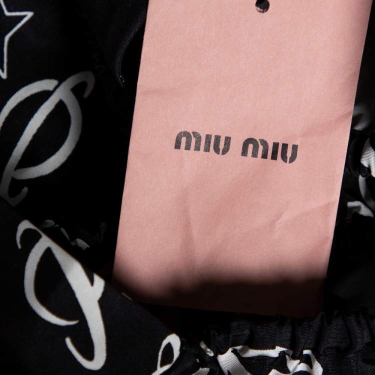 مملوكة مسبقًا Miu Miu Black Galaxy Printed Silk Button Front Sleeveless Crop Top S