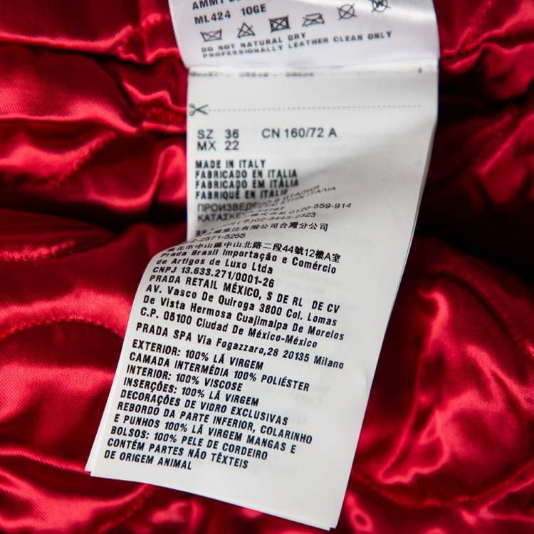 Pre Owned Miu Miu Black Wool & Leather Paneled Fox & Roy Appliqued Varsity Jacket XS