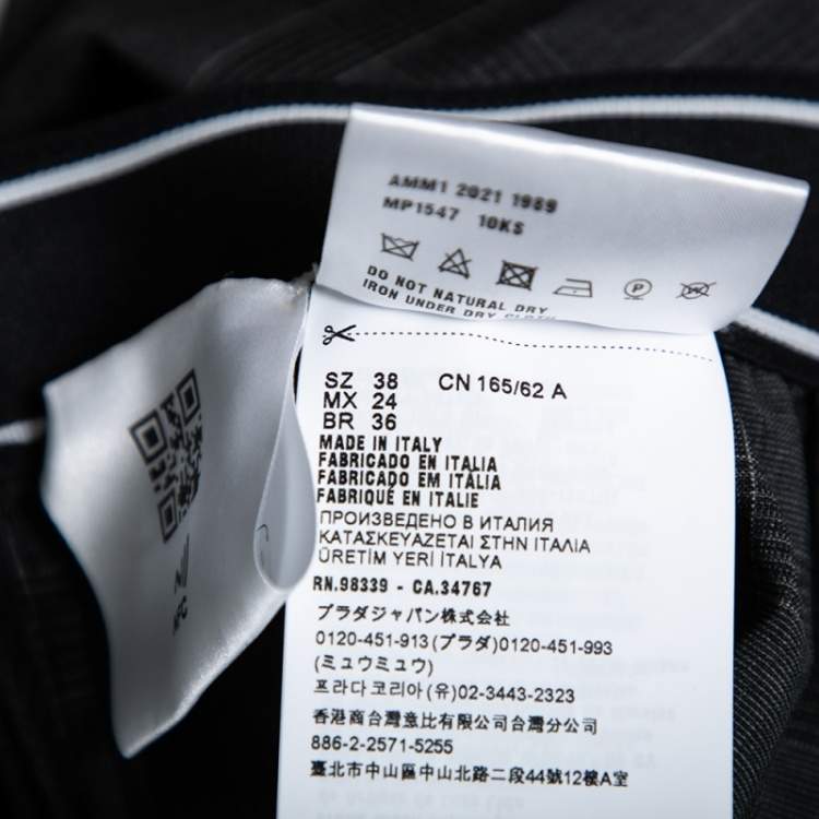 Pre Owned Miu Miu Grey Prince of Wales Check Wool Shorts S