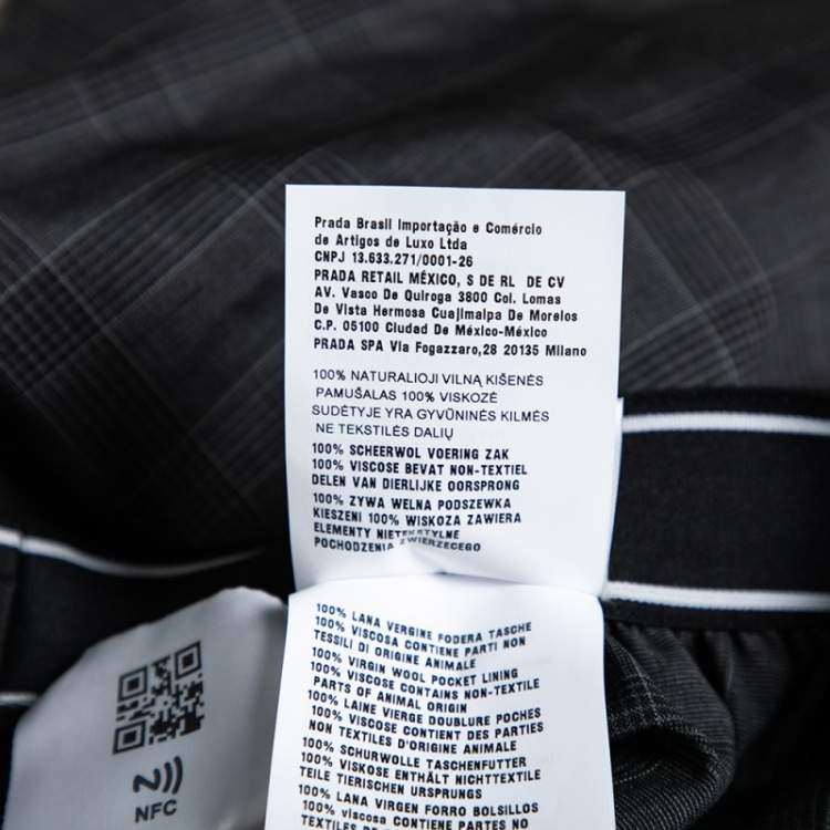 Pre Owned Miu Miu Grey Prince of Wales Check Wool Shorts S