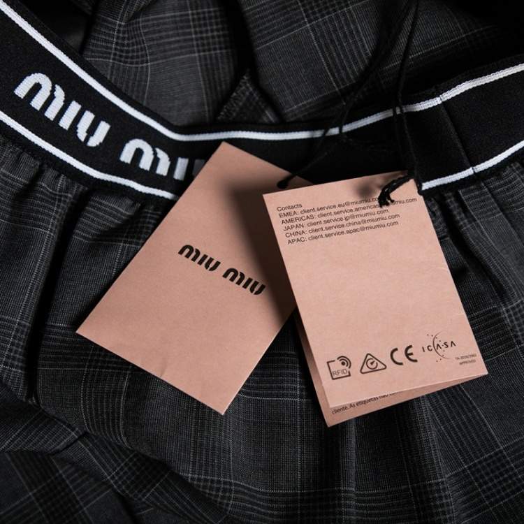 Pre Owned Miu Miu Grey Prince of Wales Check Wool Shorts S