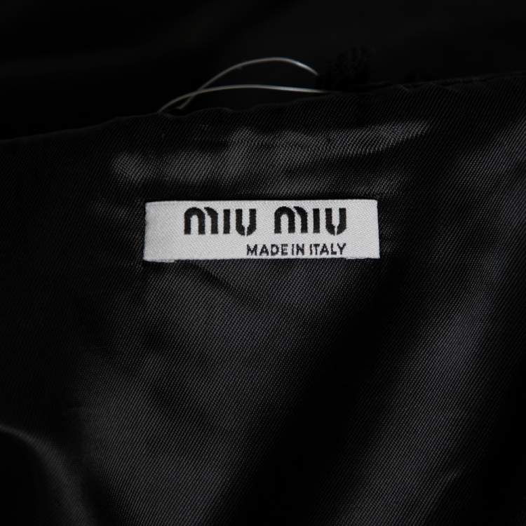 Pre Owned Miu Miu Grey Prince of Wales Check Wool Front Zip Jacket S
