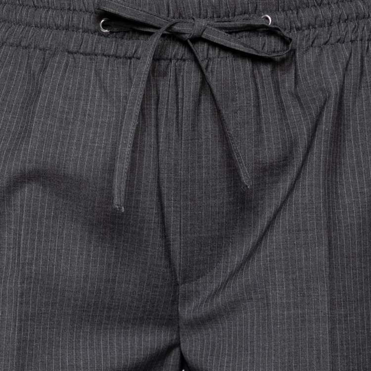 Pre Owned Miu Miu Grey Wool Pantaloni Drawstring Trouser S
