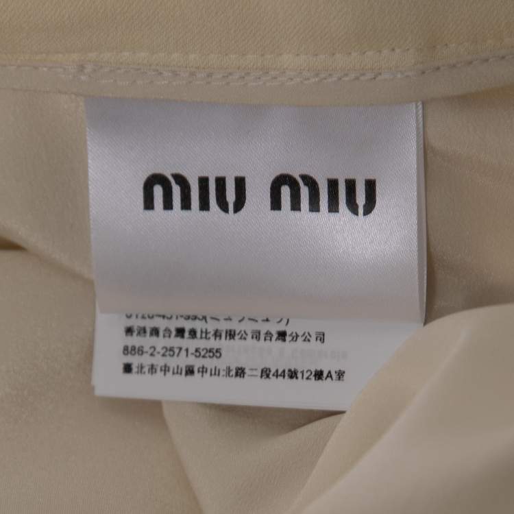 Pre Owned Miu Miu Cream Crepe Bow Detail Cady Mini Skirt M