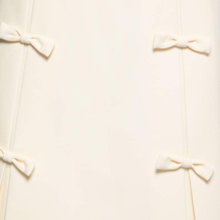Pre Owned Miu Miu Cream Crepe Bow Detail Cady Mini Skirt M