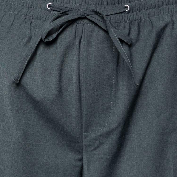 Pre Owned Miu Miu Dark Grey Wool Blend Elasticized Waist Trousers M