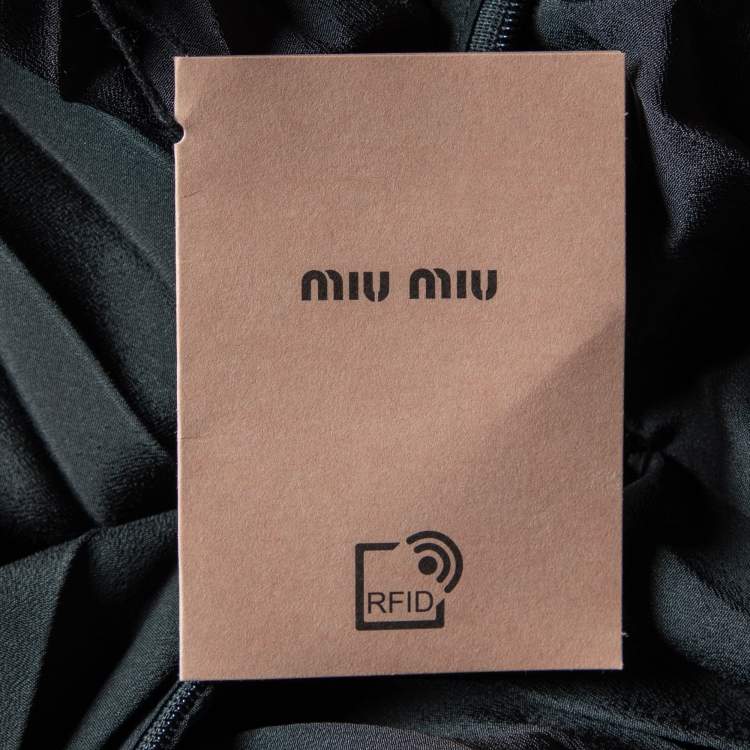 Pre Owned Miu Miu Black Plisse Pleated Crepe Midi Skirt M