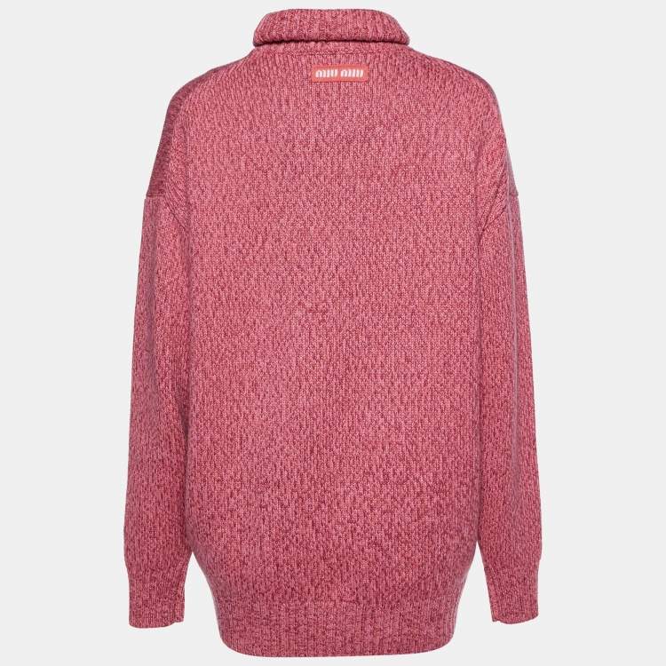 Pre Owned Miu Miu Pink Cashmere Wool Turtleneck Sweater Dress XS