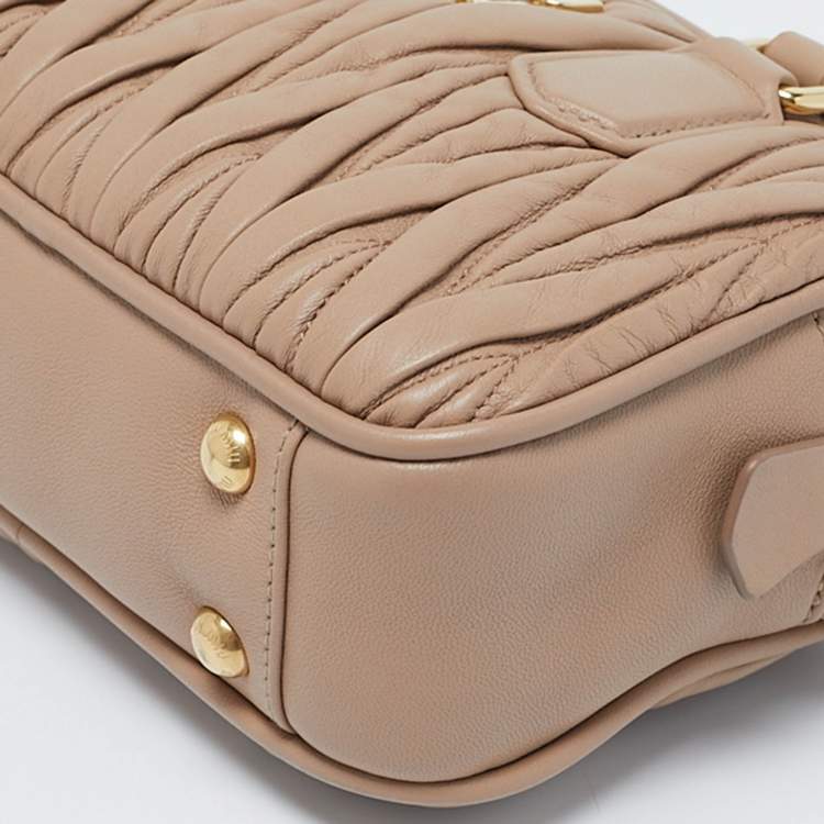 Pre Owned Miu Miu Beige Matelassé Leather Mini Arcadie Bag 