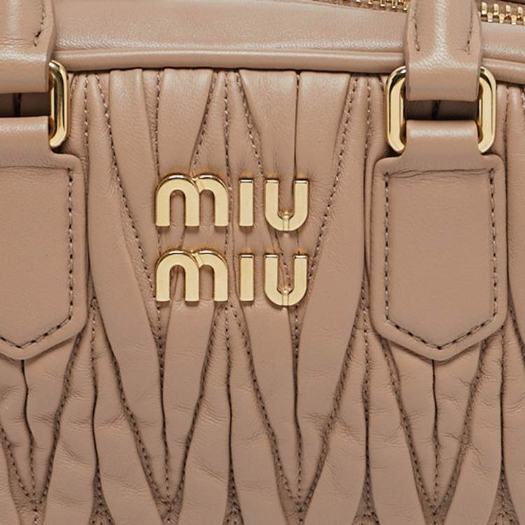Pre Owned Miu Miu Beige Matelassé Leather Mini Arcadie Bag 