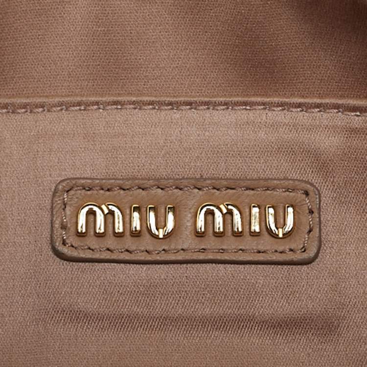 Pre Owned Miu Miu Beige Matelassé Leather Mini Arcadie Bag 