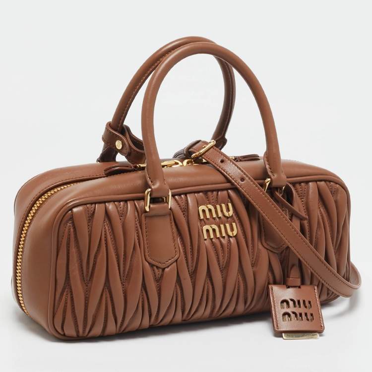 Pre Owned Miu Miu Caramel Matelassé Leather Large Arcadie Satchel
