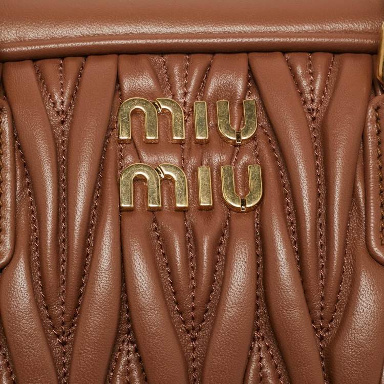 Pre Owned Miu Miu Caramel Matelassé Leather Large Arcadie Satchel