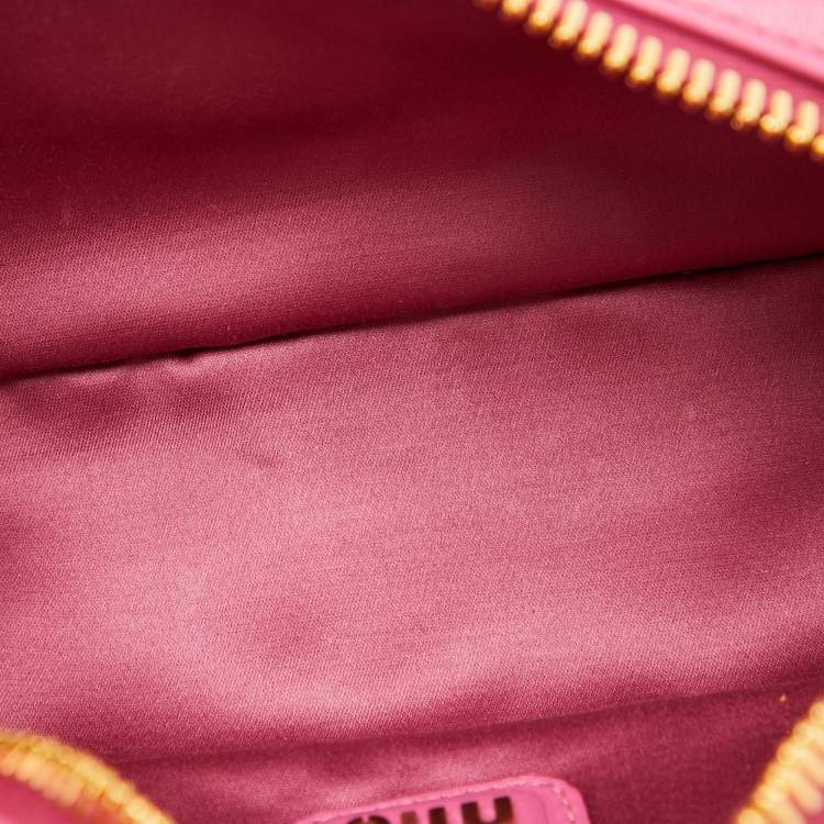 Pre Owned Miu Miu Pink/White Matelassé Leather Arcadie Bag 