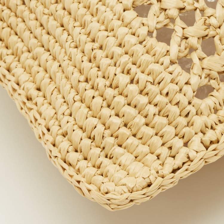مملوكة مسبقًا Miu Miu Brown/Natural Woven Raffia Mini Bucket Bag