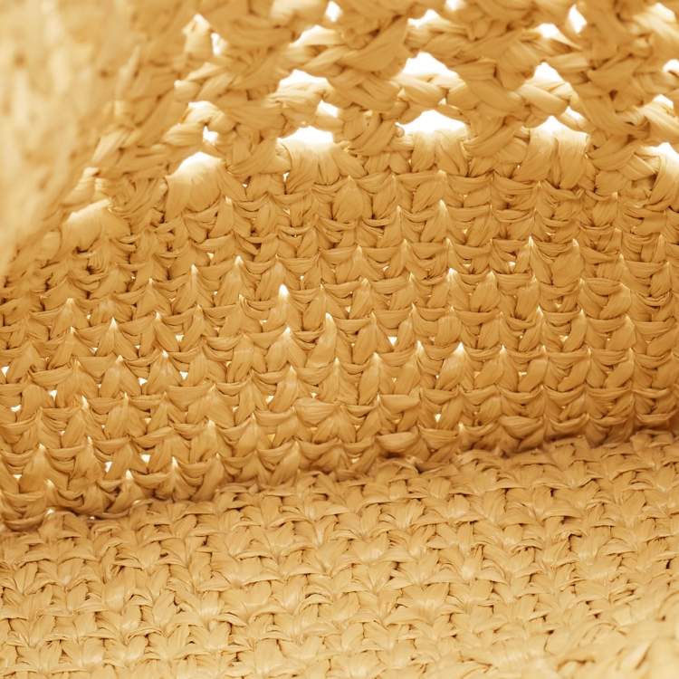 مملوكة مسبقًا Miu Miu Brown/Natural Woven Raffia Mini Bucket Bag