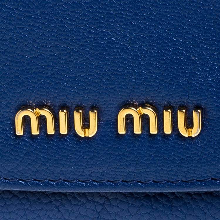  Miu Miu Blue Leather Madras Card Case