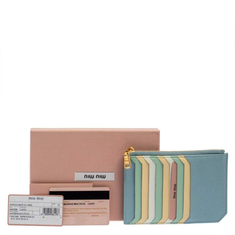 Pre Owned Miu Miu Multicolor Leather Zip Card Holder  