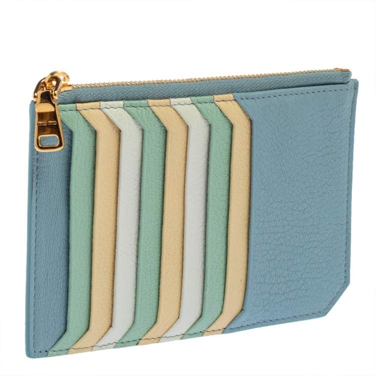 Pre Owned Miu Miu Multicolor Leather Zip Card Holder  