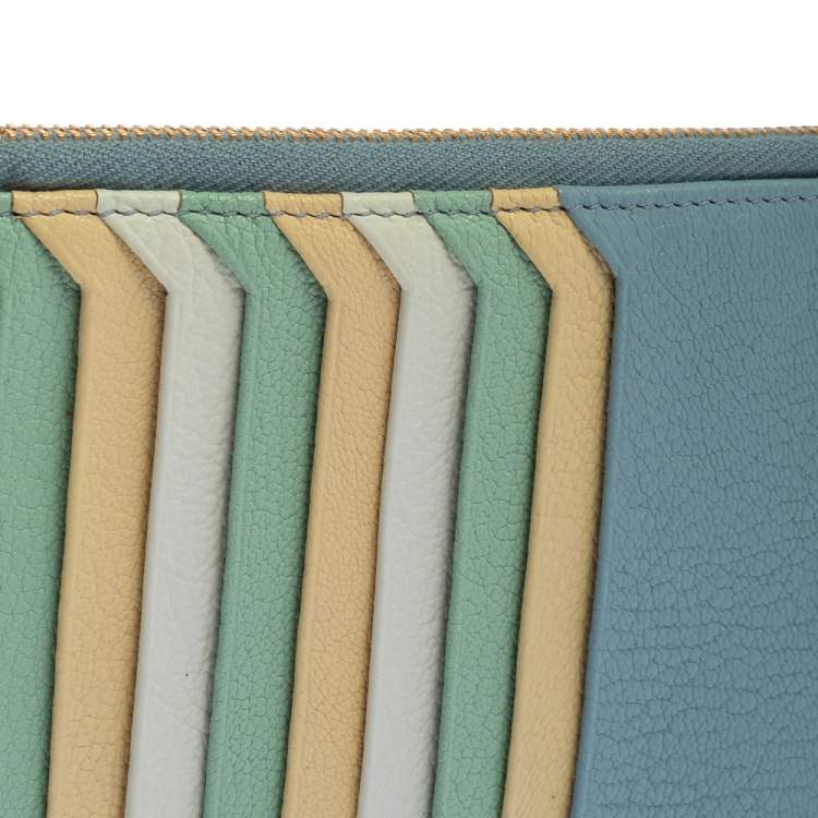 Pre Owned Miu Miu Multicolor Leather Zip Card Holder  