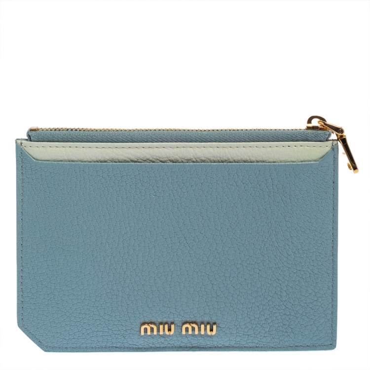 Pre Owned Miu Miu Multicolor Leather Zip Card Holder  