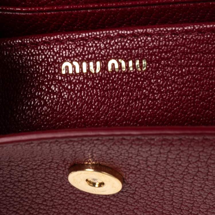 Pre Owned Miu Miu Burgundy Madras Leather and Snakeskin Clutch