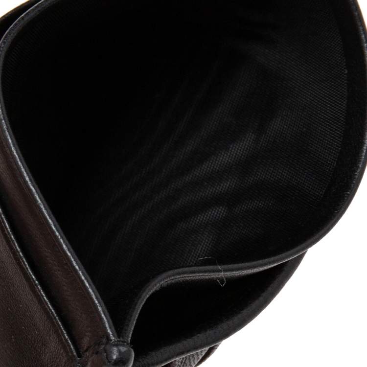 Pre Owned Miu Miu Black Matelassé Leather Crystals and Pearl Embellished Logo Card Holder