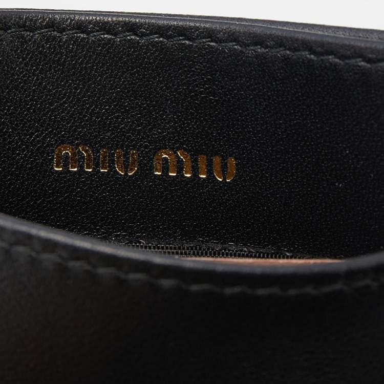 Pre Owned Miu Miu Black Matelassé Leather Card Holder
