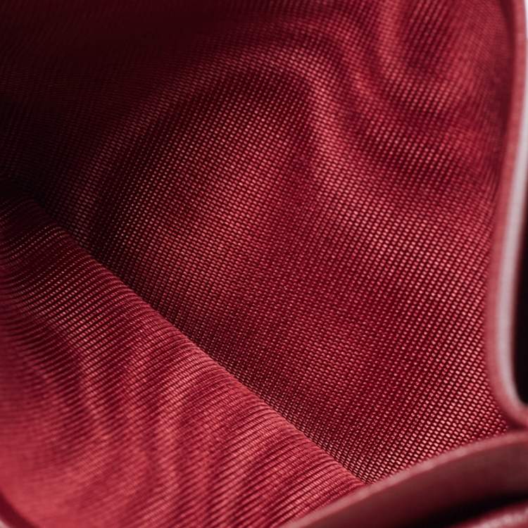 Pre Owned Miu Miu Burgundy Matelassé Leather Card Case