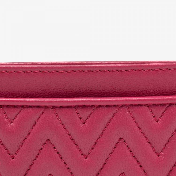 Pre Owned Miu Miu Pink Quilted Leather Card Holder 