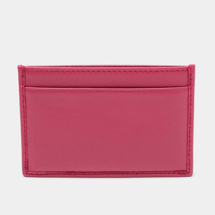 Pre Owned Miu Miu Pink Quilted Leather Card Holder 