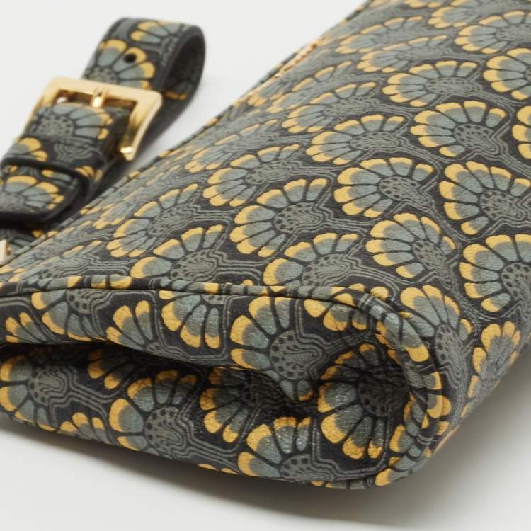Pre Owned Miu Miu Multicolor Madras Print Leather Zip Wristlet Clutch