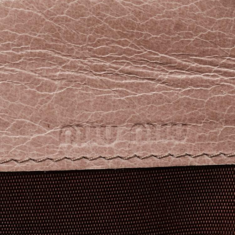 Pre Owned Miu Miu Light Pink Quilted  Leather Continental Flap Wallet
