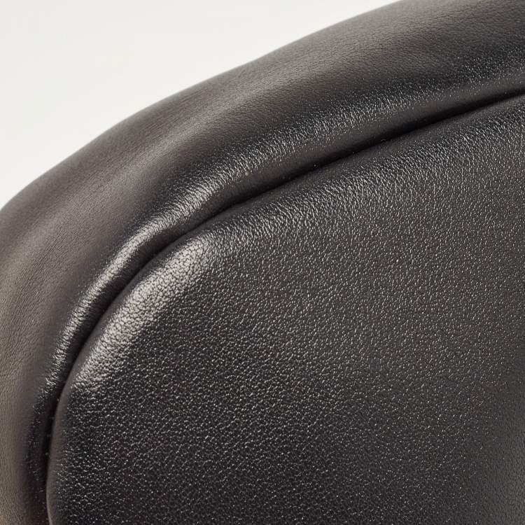 Pre Owned Miu Miu Black Logo Plaque Leather Hobo