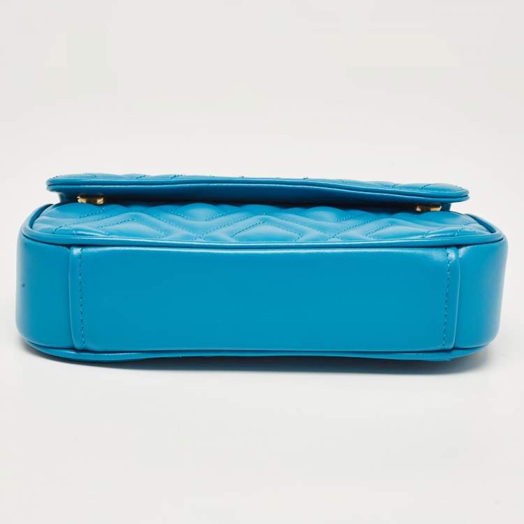 Pre Owned Miu Miu Blue Quilted Leather Chain Shoulder Bag