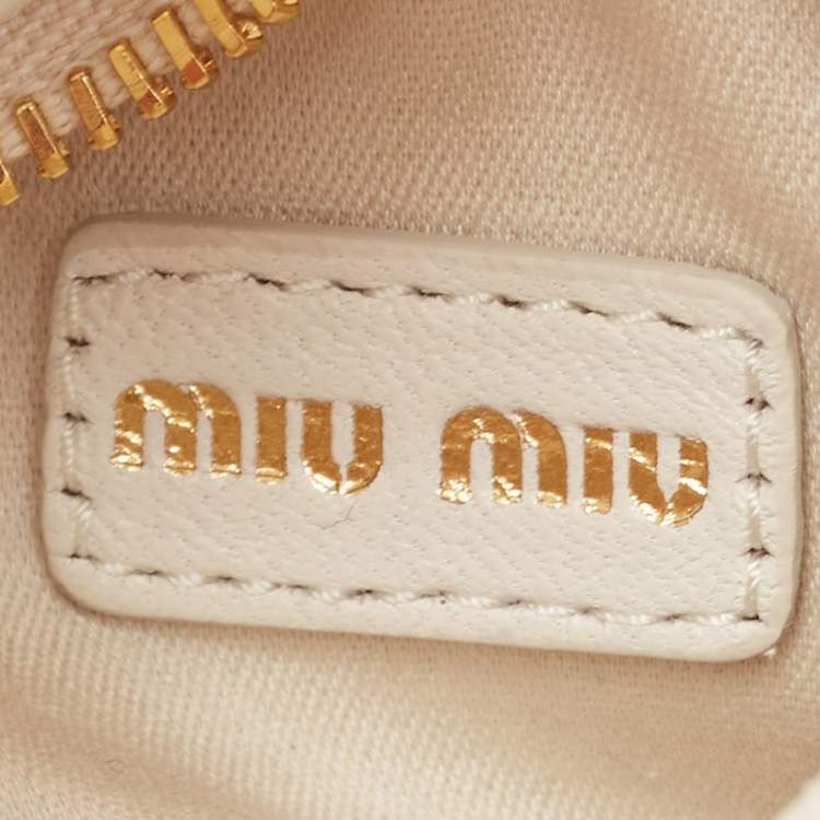 Pre Owned Miu Miu Off White Matelassé Leather Mini Wander Crossbody Bag