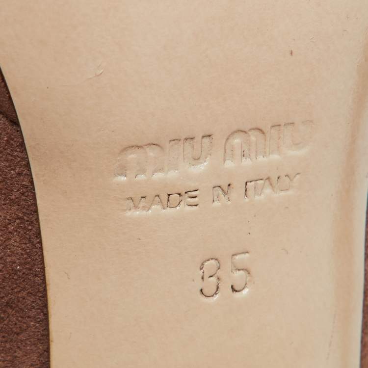 Pre Owned Miu Miu Brown Suede Platform Pumps Size 35