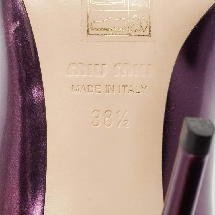 Pre Owned Miu Miu Purple Leather Pointed Toe Pumps Size 38.5
