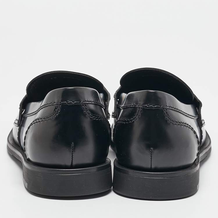 Pre Owned Miu Miu Black Leather Slip On Loafers Size 39