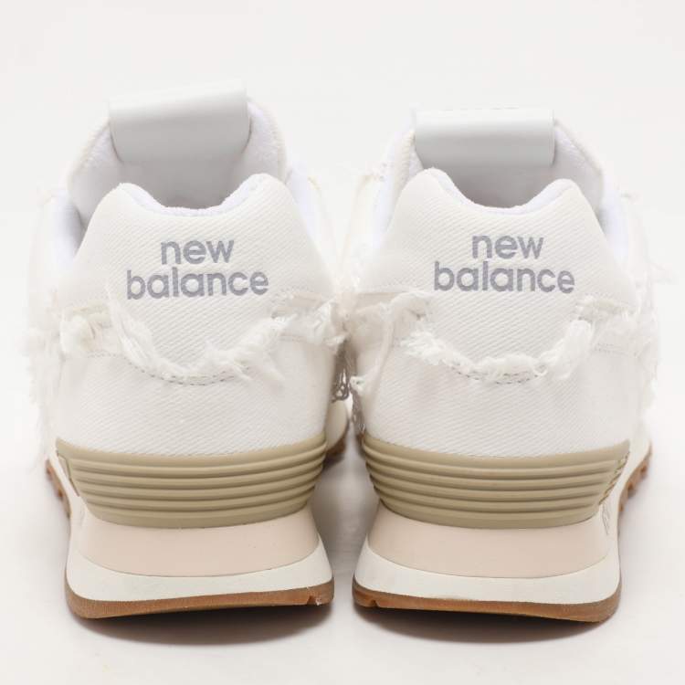 Pre Owned Miu Miu x New Balance White Canvas 574 Athletic Low Top Sneakers Size 41