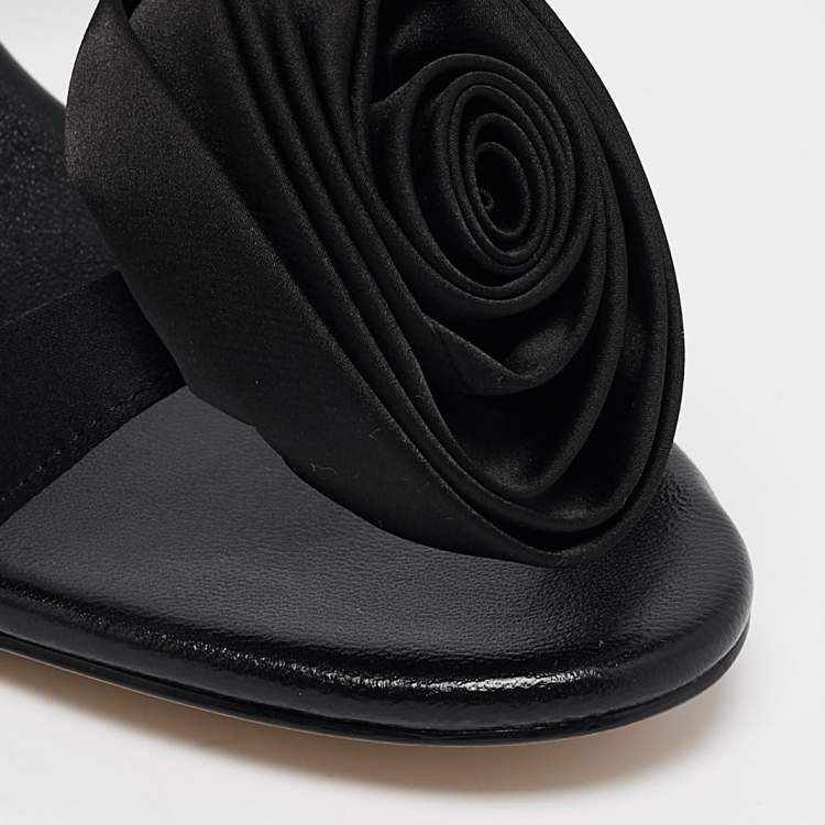 Pre Owned Miu Miu Black Satin Raso Ankle Strap Sandals Size 39