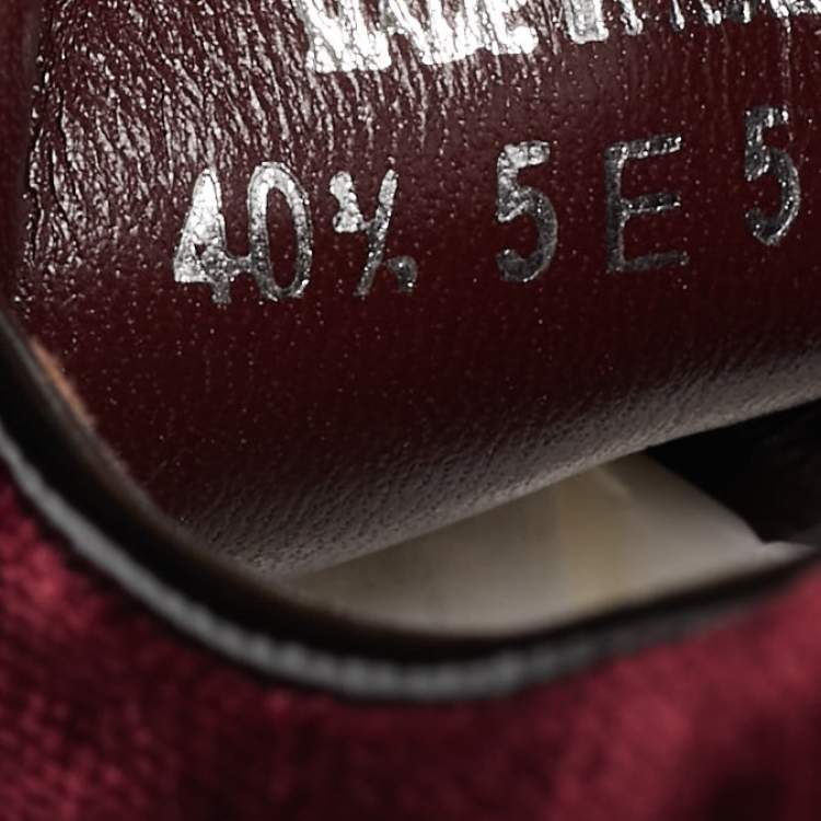Pre Owned Miu Miu Burgundy Velvet Lace Up Sneakers Size 40.5