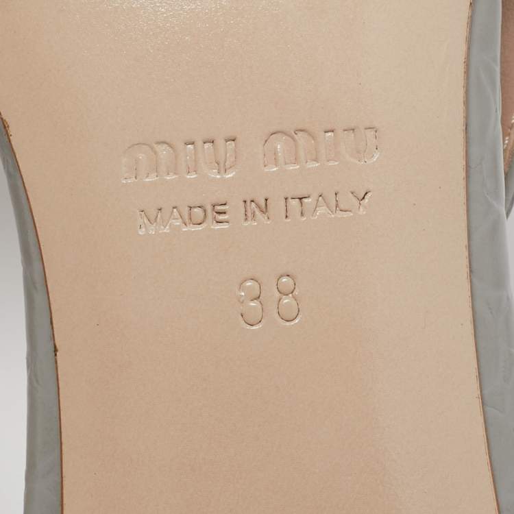 Pre Owned Miu Miu Grey Croc Embossed Leather Slingback Pumps Size 38