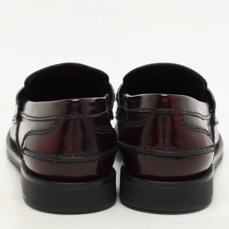 Pre Owned Miu Miu Burgundy Leather Penny Loafers Size 37
