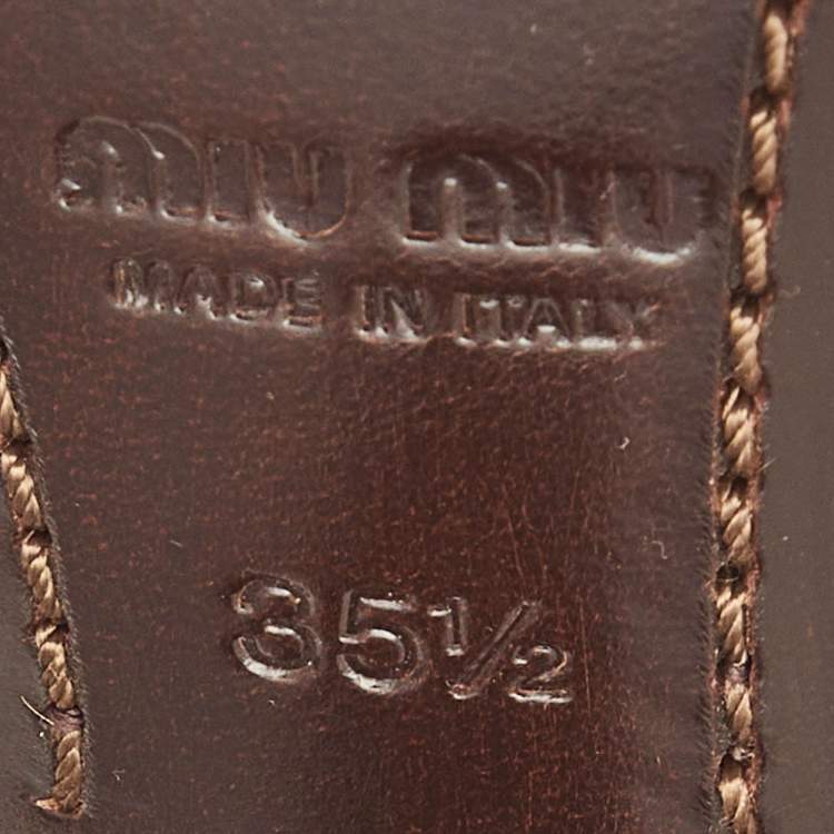 Pre Owned Miu Miu Brown/Beige Calf Hair Studded Strappy Sandals Size 35.5