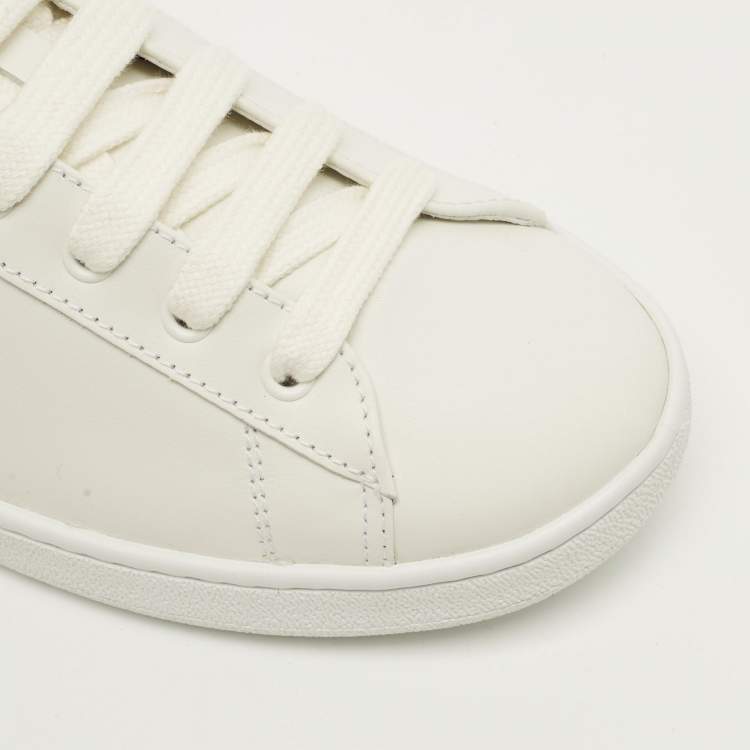 Pre Owned Miu Miu Size 41 White Leather Low Top Sneakers