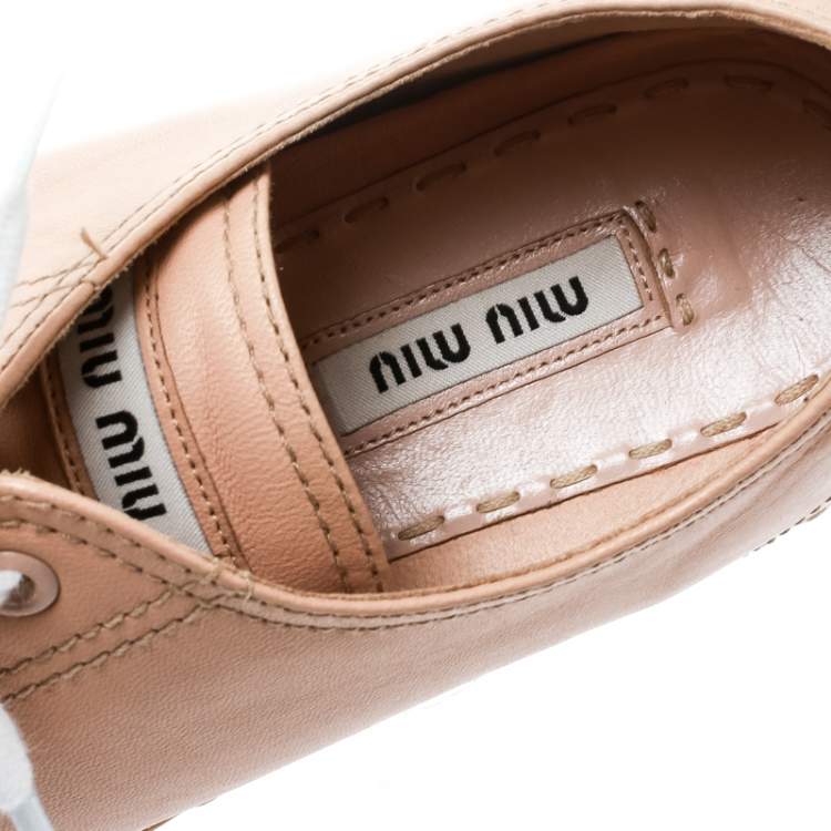 Pre Owned Miu Miu Dusty Pink Espadrille Platform Sneakers Size 40