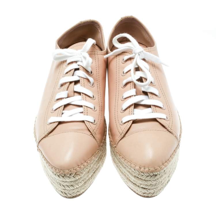 Pre Owned Miu Miu Dusty Pink Espadrille Platform Sneakers Size 40